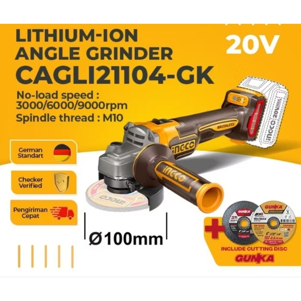 Gerinda Cordless Ingco CAGLI21104