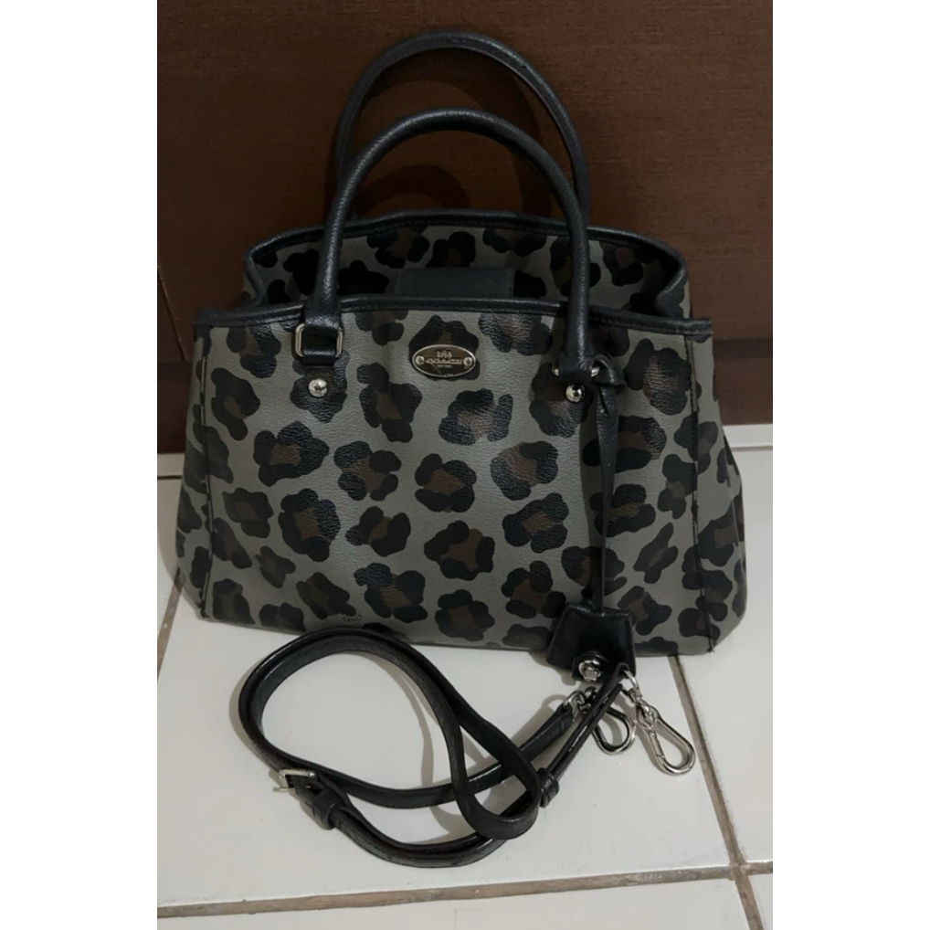 Ori Coach Margot Carryall with Ocelot Leopard Print (Preloved)
