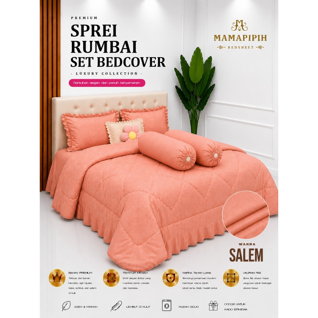 Bedcover Set Rumbai Sprei Rumbai Hotel Embos sarung bantal sarung guling sprei rumbai bedcover