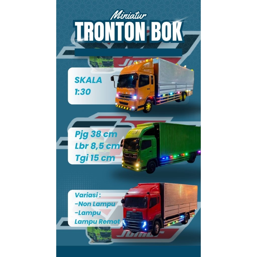 Miniatur Truk Kayu Tronton Bok Hino Fuso Quester Mainan Edukasi Anak