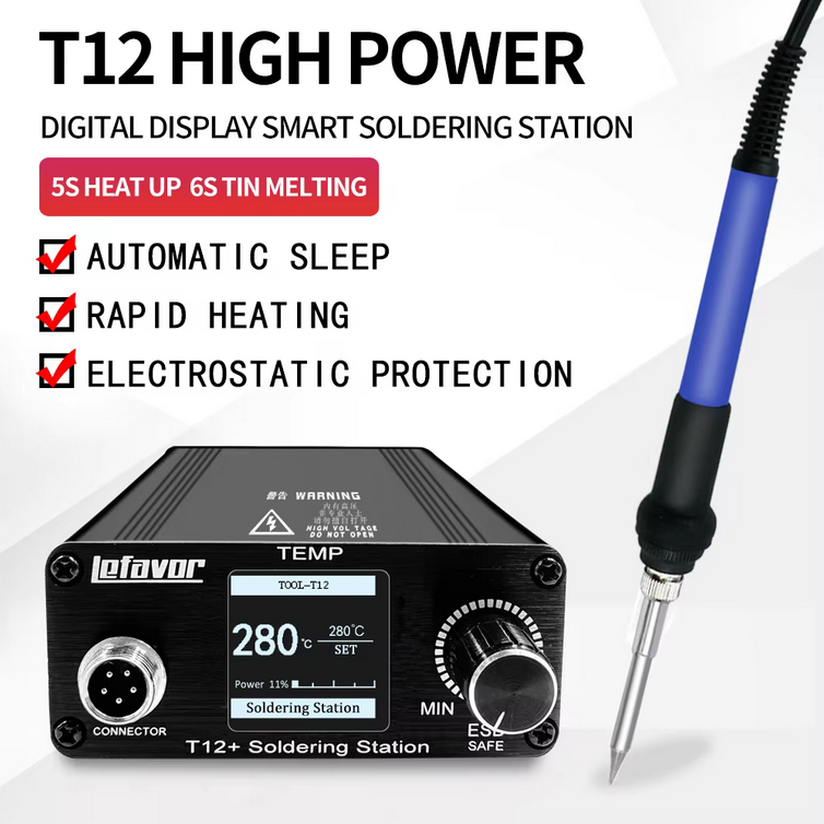 Solder Station T12 LB digital Lefavor LED layar besar besi las elektronik versi DC baru besi Digital
