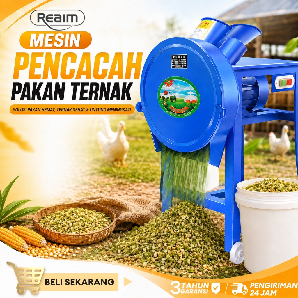 Reaim Mesin Pencacah Rumput Daun Pakan Ternak Original Mesin Pencacah Sayur Dan (Di Lengkapi Dg 4 Ma