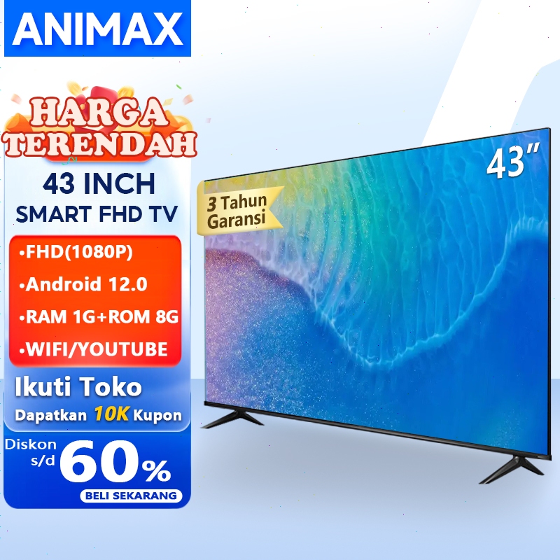 Animax Sakura Smart TV 43 Inch-Digital TV LED 43 Inch Smart TV 1080-WIFI-Youtube-Web Browser