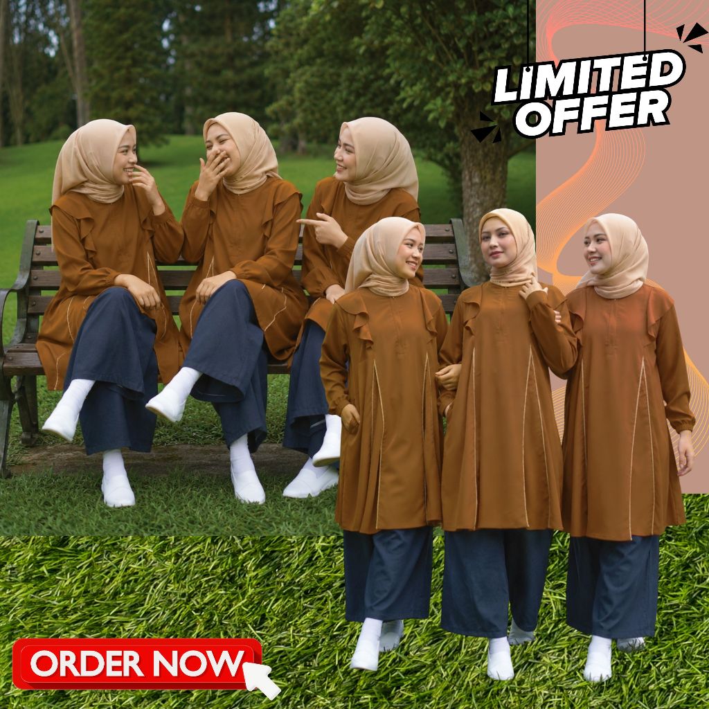 Atasan Tunik Jumbo Wanita Kekinian Long Tunik Nibras Group YOUTH INSPIRE YINS ITU 66 TERRACOTTA
