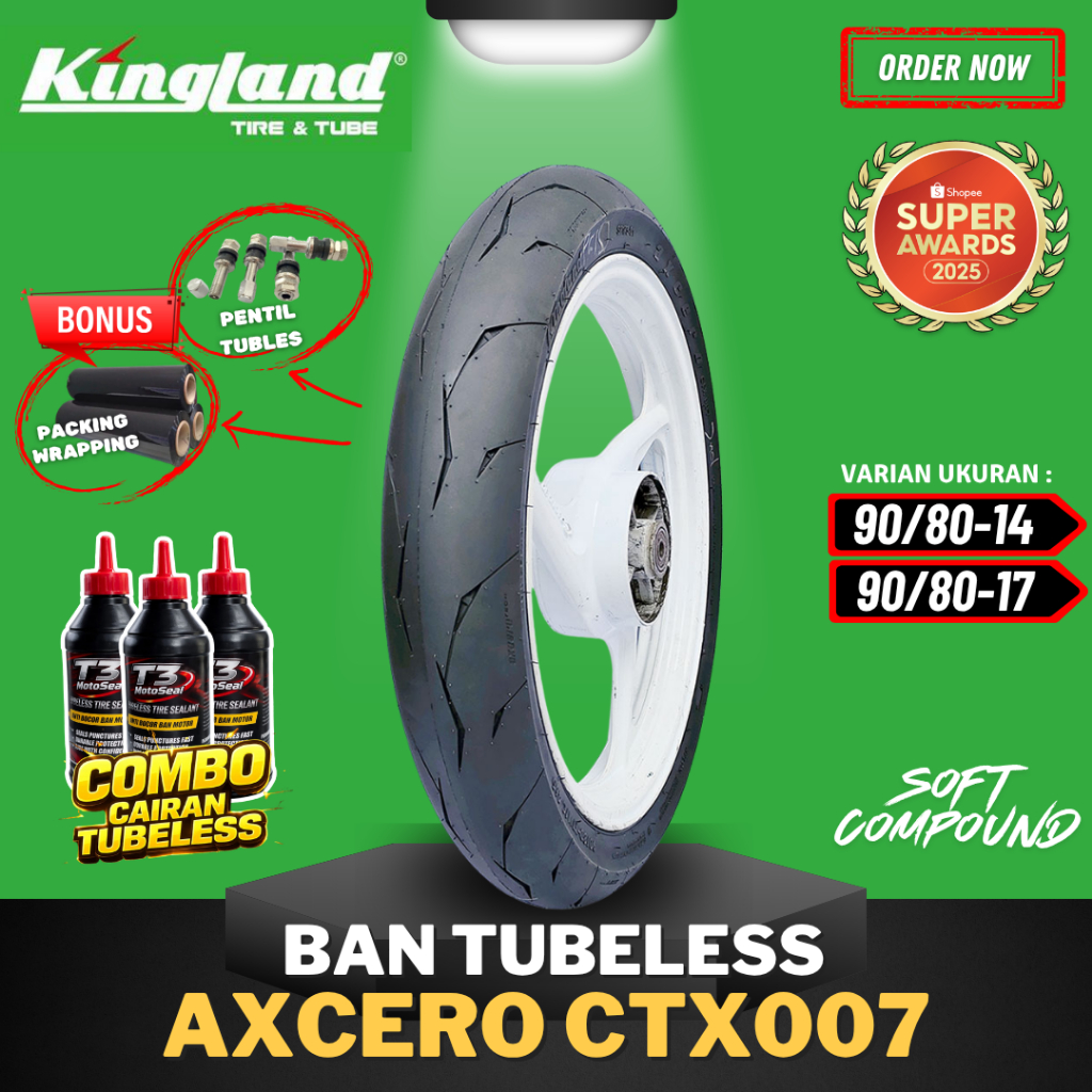[READY COD] BAN KINGLAND AXCERO CTX007 ( 90/80-14 / 90/80-17 ) SOFT COMPOUND RING 14 17 / BAN BALAP 