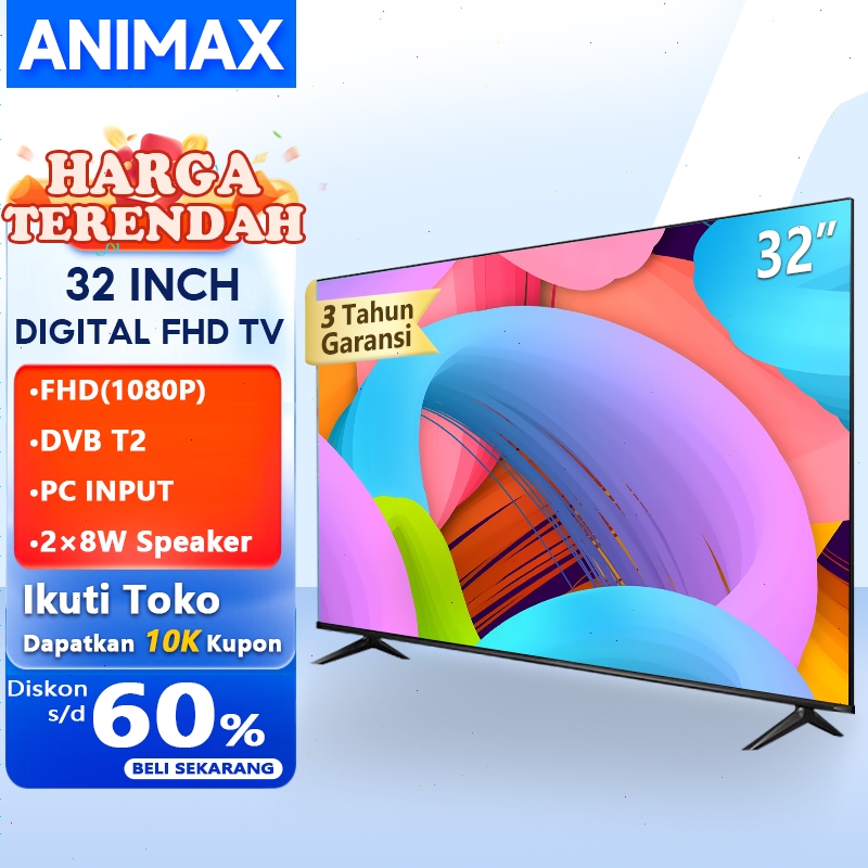 Animax Sakura TV LED 43 inch/40 inch/32 inch HD Smart TV Android 12.0 Ready Televisi