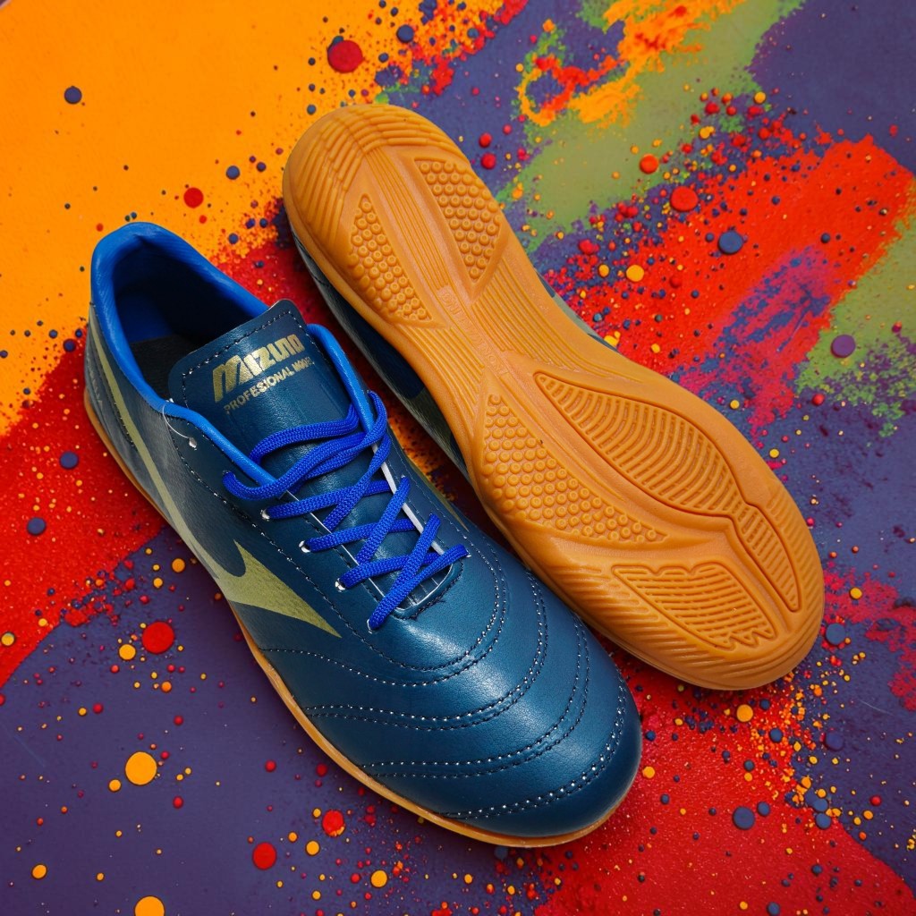Sepatu Futsal Mizuno Monarcida Navy Gold Termurah