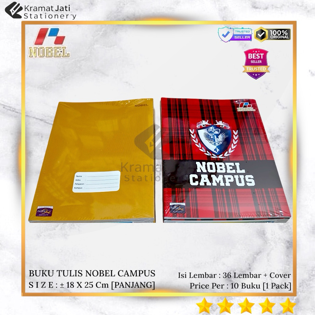 [1 PACK] NOBEL CAMPUS 36 LEMBAR Buku Tulis Boxy Panjang / Buku Tulis Besar Isi 10 Buku