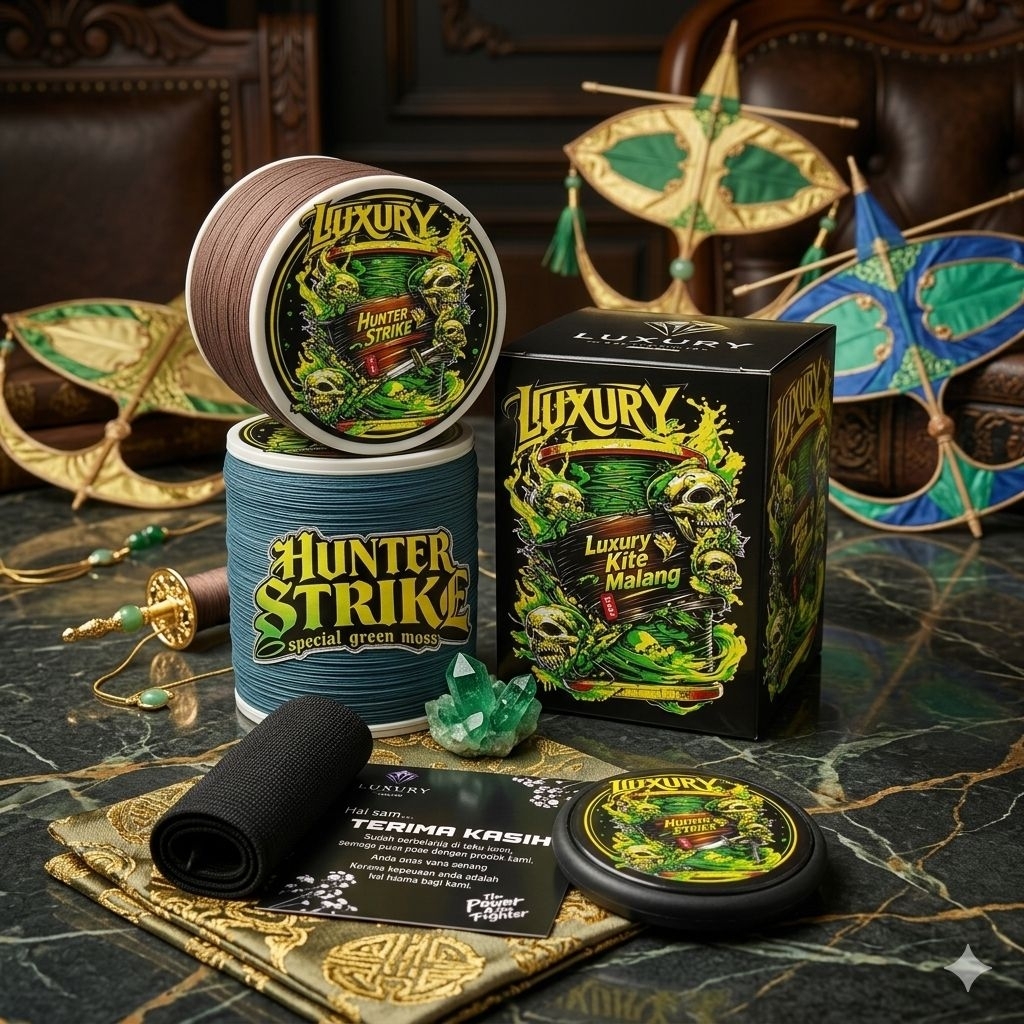 Gelasan matot HUNTER STRIKE special green strings 0.23 original produk  Luxury Kite Malang