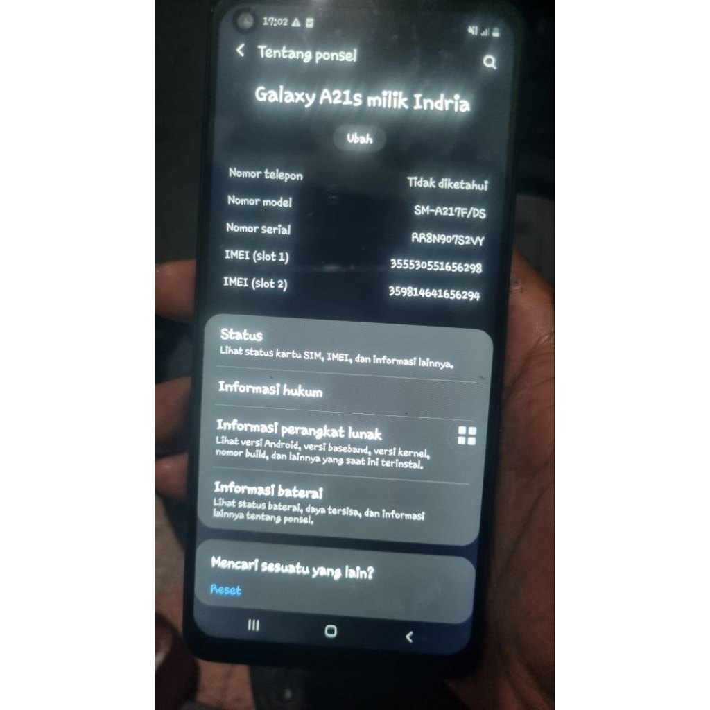 mesin samsung A21s 3/32gb normal