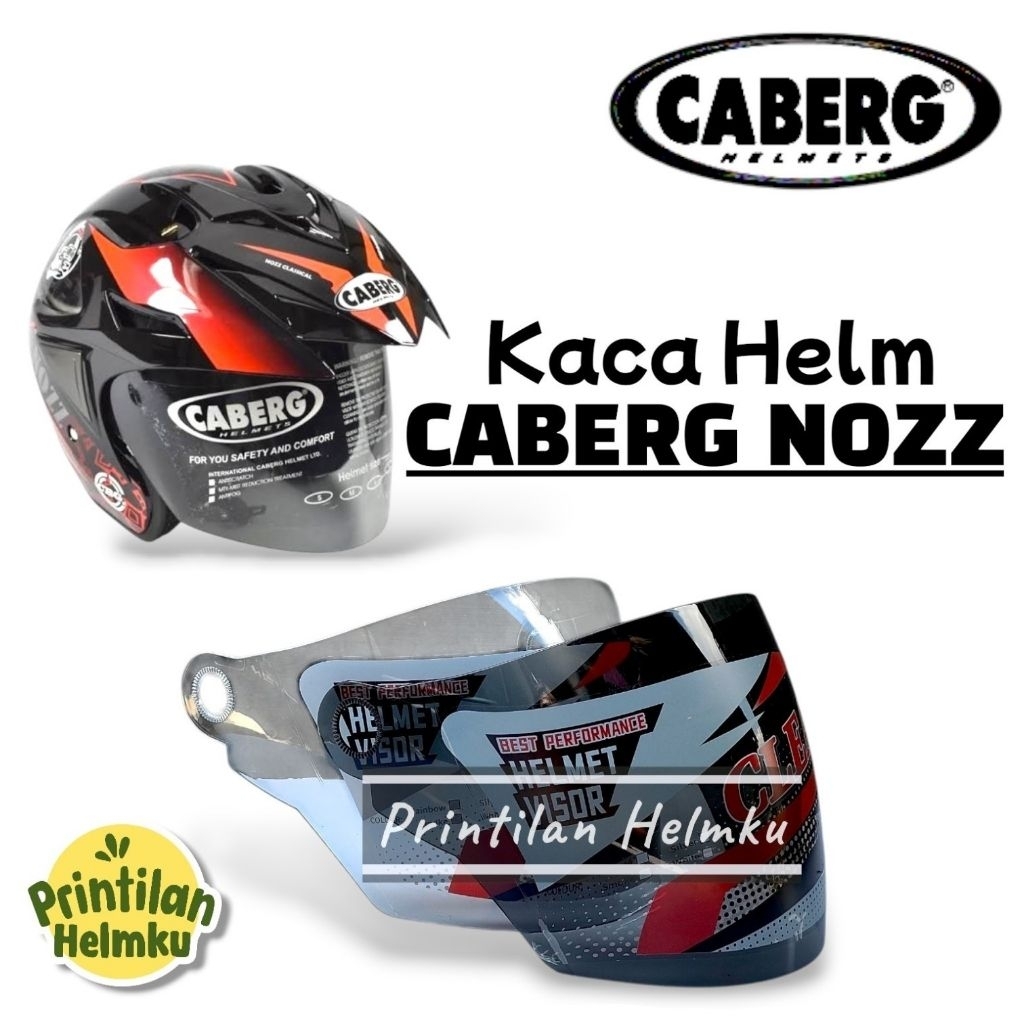 Kaca Helm CABERG NOZZ Visor Helm Caberg Nozz Anti Pecah Warna Smoke Hitam Bening