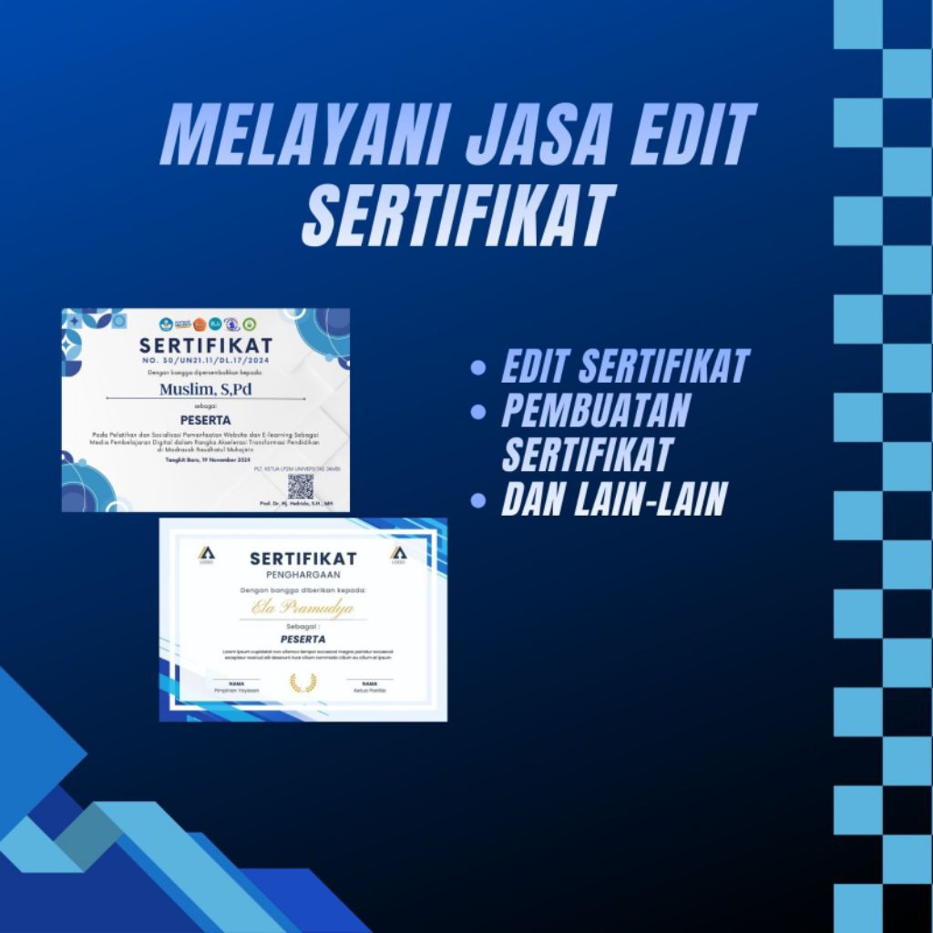 Jasa Desain Sertifikat Custom | Piagam Penghargaan & Webinar | Desain Template Rapi (Bukan Cetak)