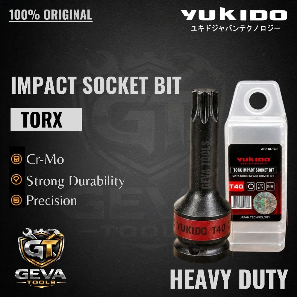 Yukido kunci sock bintang impact T40 Cr-Mo socket wrench impact