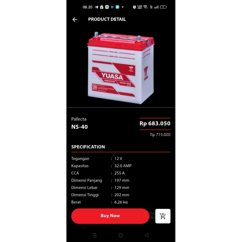 AKI ACCU YUASA ASLI NS40 AVANZA XENIA RUSH TERIOS CARRY T120SS FUTURA APV