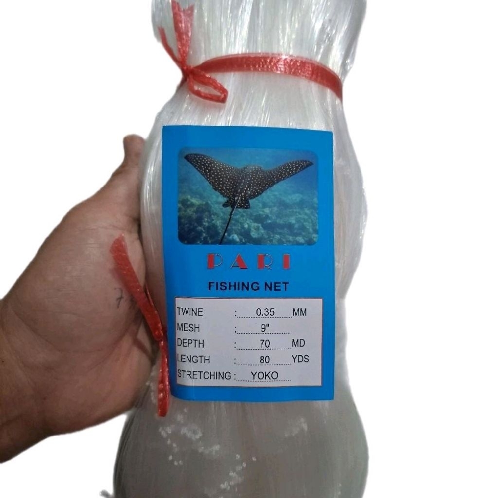 Jaring Ikan Senar Monofilament CAP IKAN PARI 0.35mm Mesh 9 Inch 70MD x 80YDS YOKO Original Kuat Taha