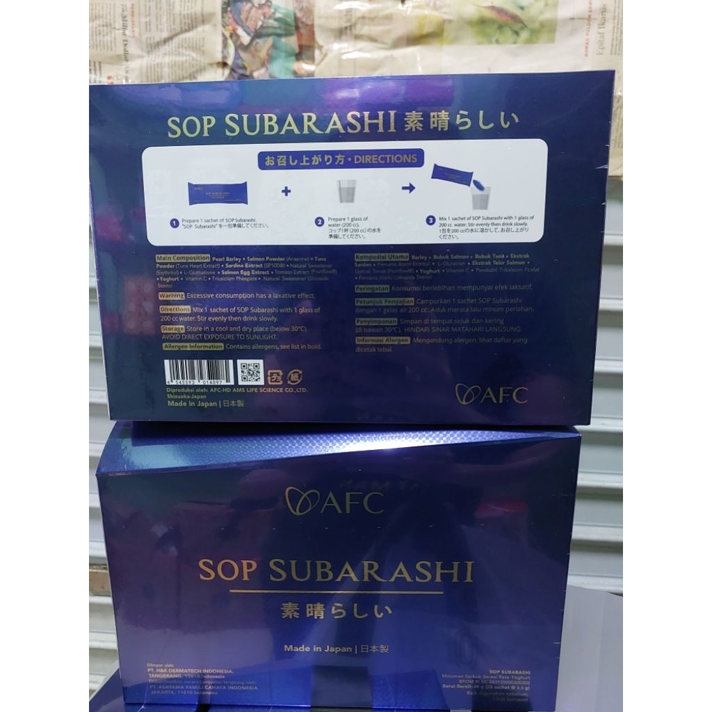 AFC SOP SUBARASHI / afc sop subarashi stemcell collagen isi 28 sachet