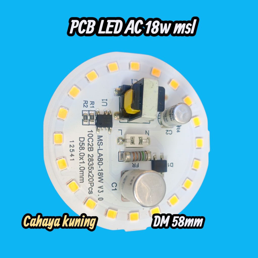 PCB LED AC MSL 18W CAHAYA KUNING