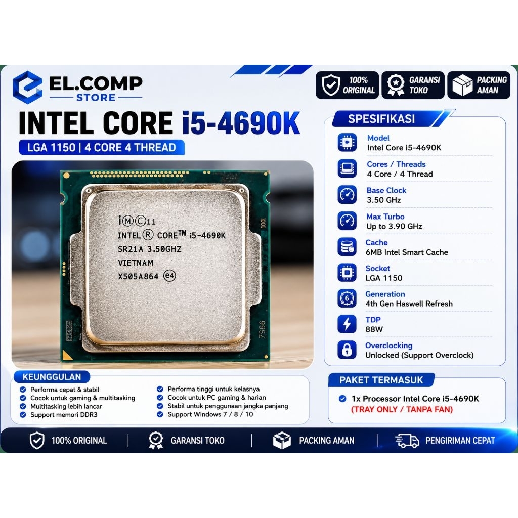 PROCESSOR INTEL CORE I5 4690K TRAY LGA 1150