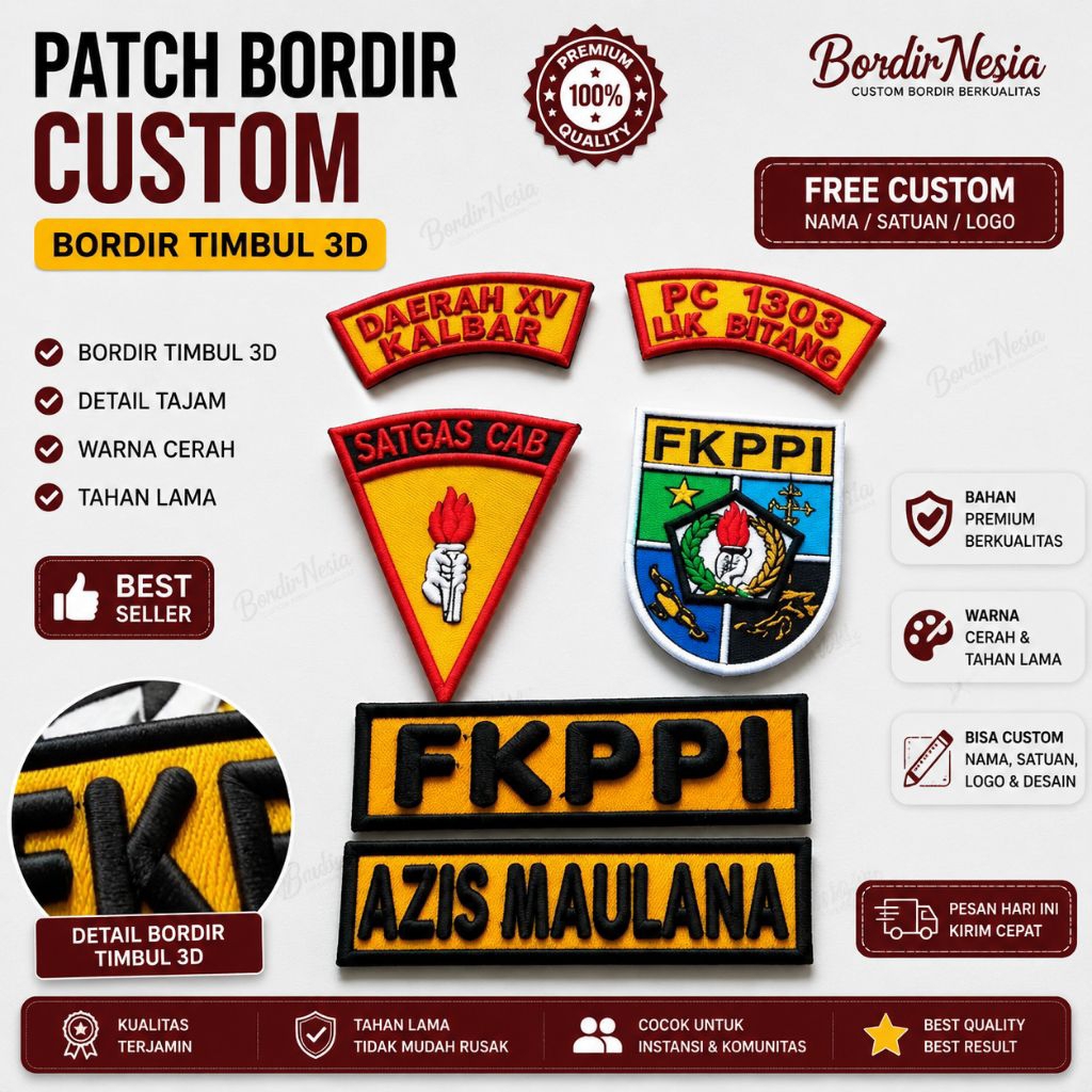 SET FKPPI BORDIR TIMBUL 3D CUSTOM FREE REQUEST EXCLUSIVE 1HARI JADI