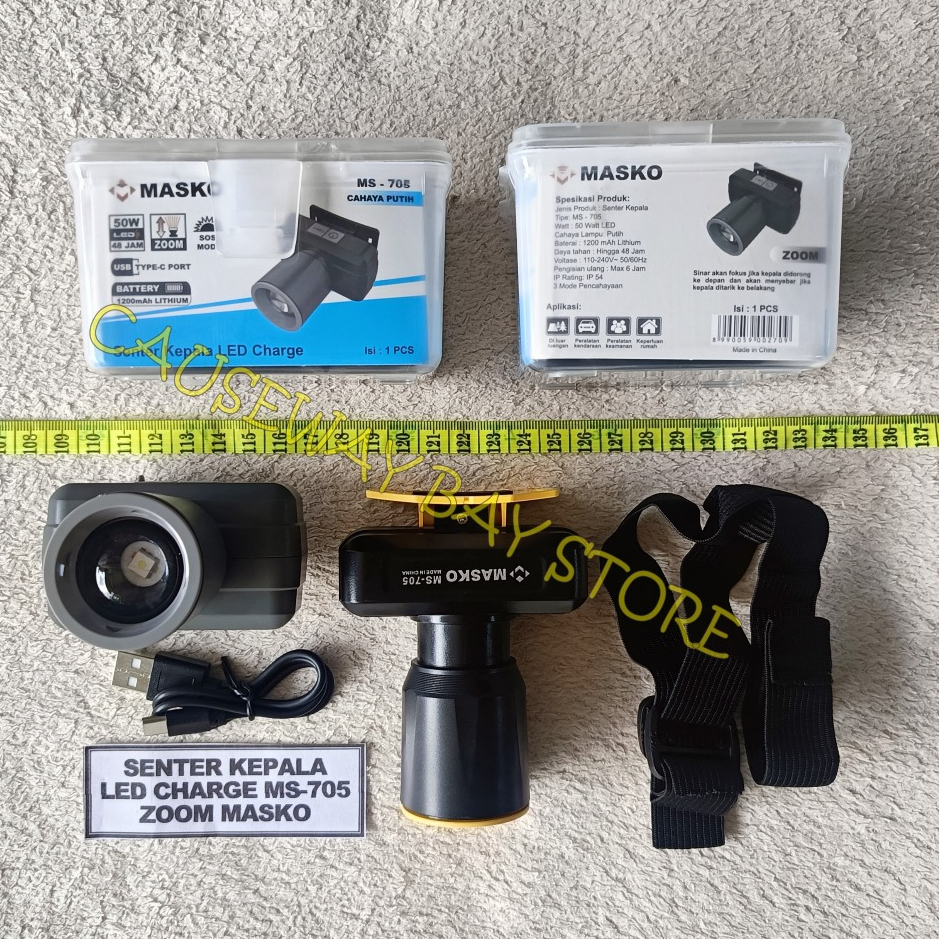 SENTER KEPALA LED CHARGE MS-705 ZOOM MASKO