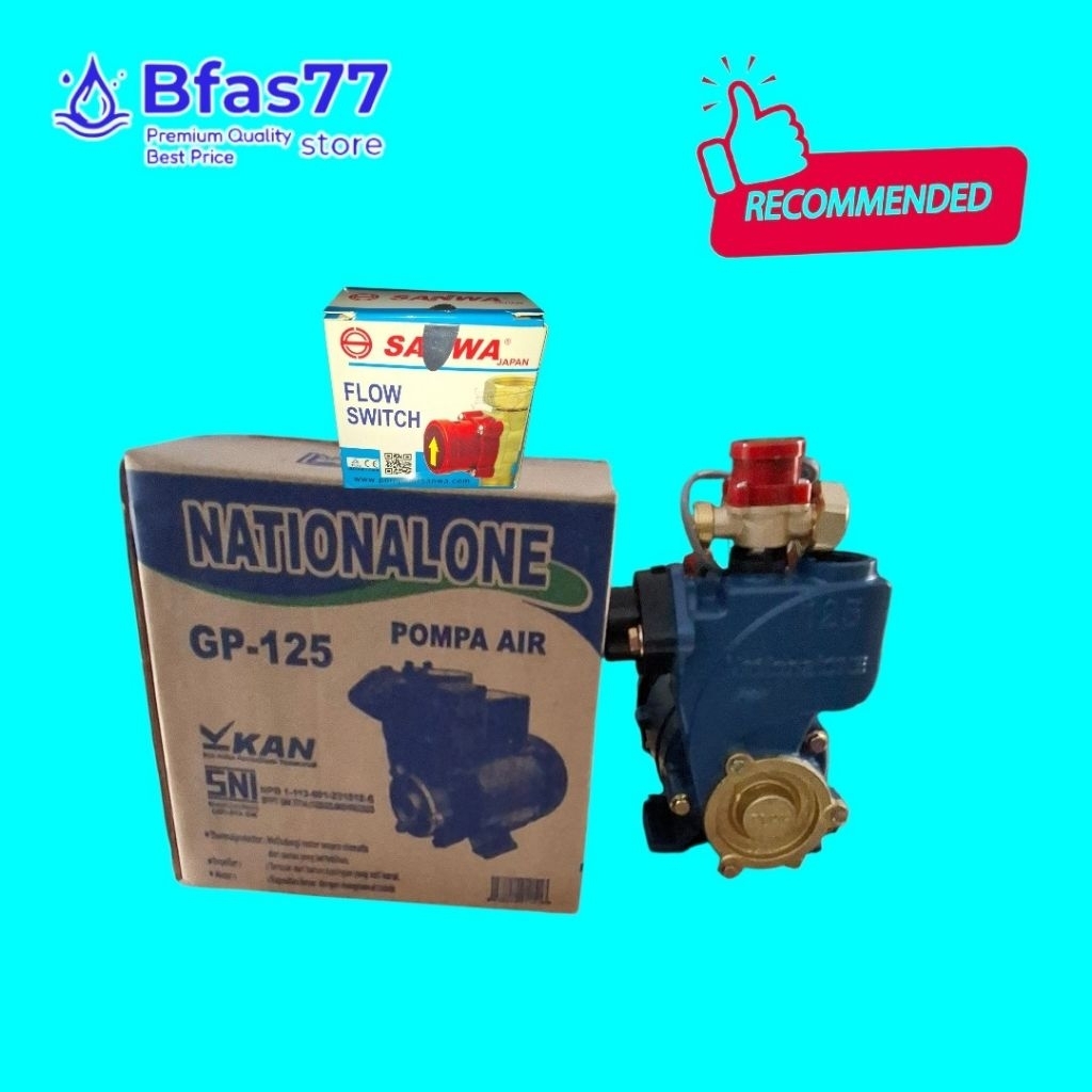 Mesin pompa pendorong air National 125 watt otomatis flow switch