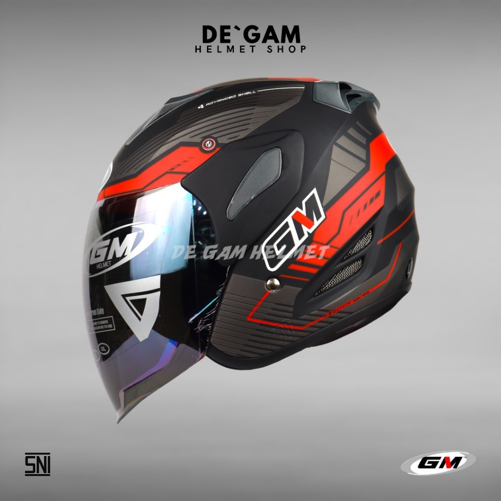 GM Fighter SR Motif Vender - Black/Red Doff - Helm Half Face