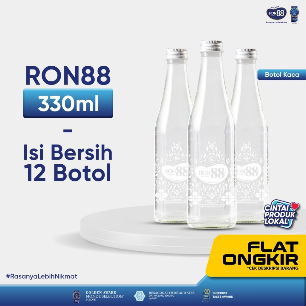 RON 88 330ML BOTOL KACA MEWAH ;UXURY AIR MINERAL BOTOL KACA 330ML