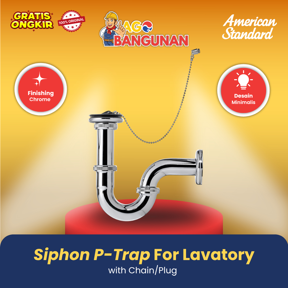 American Standard Siphon P-Trap For Lavatory w/Chain Plug - Sifon Leher Angsa Wastafel