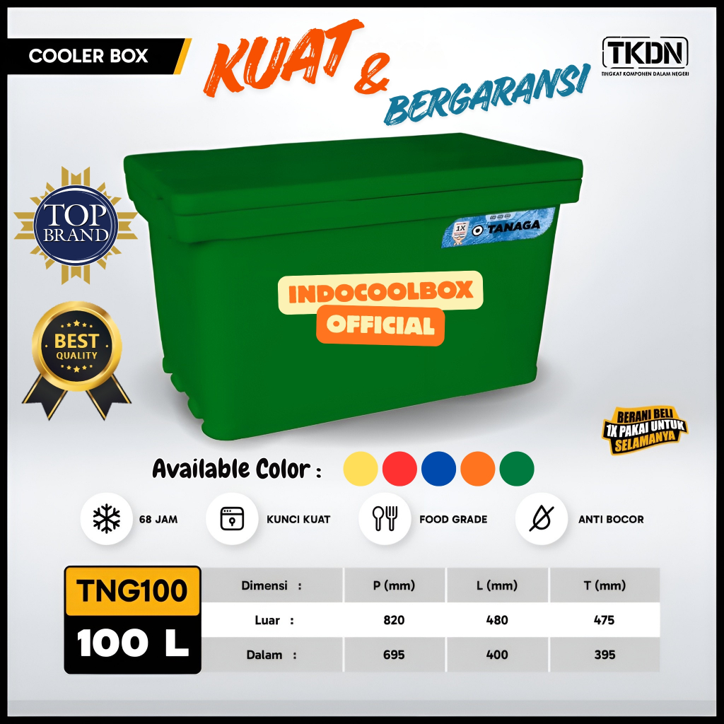 Cooler Box Tanaga 100 Liter Termos Es Kotak Tempat Es Batu Daging Ikan Frozen Food Coolbox Ice Box