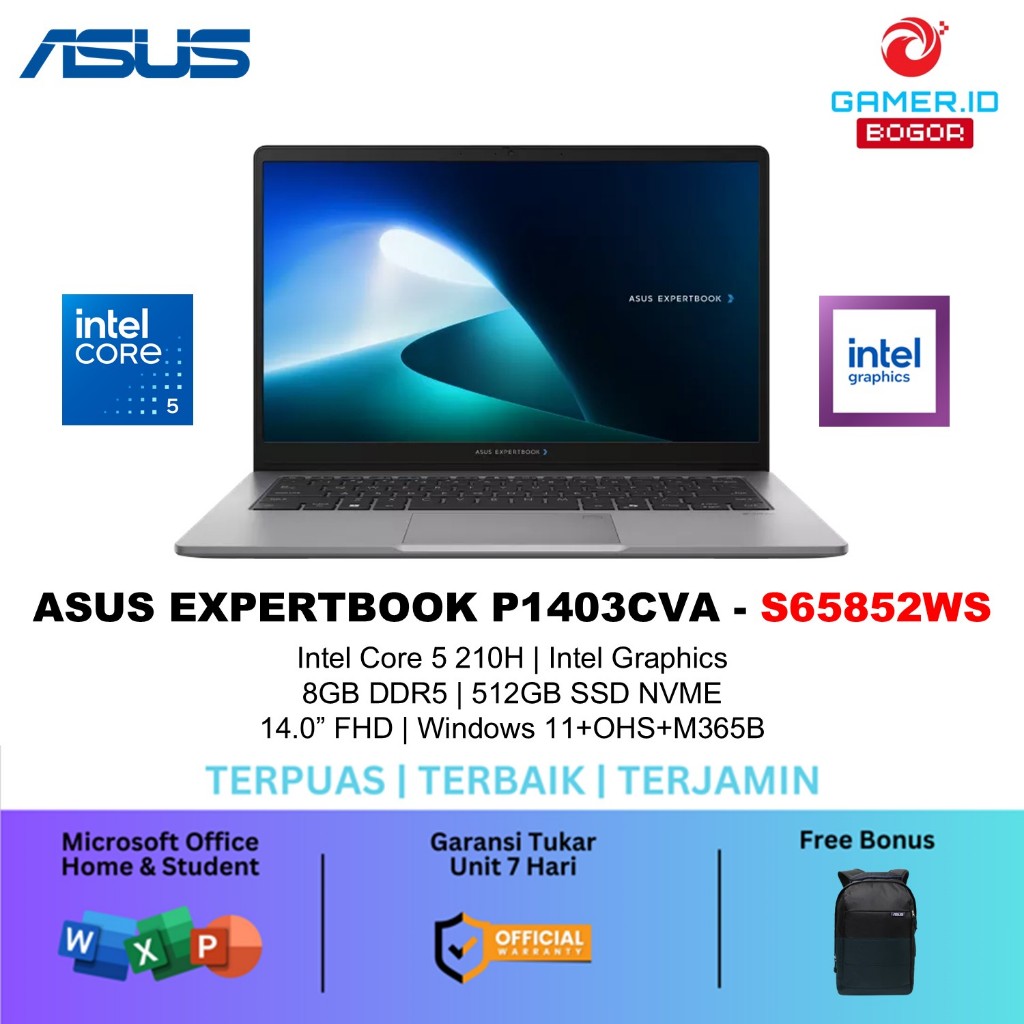ASUS EXPERTBOOK P1403CVA INTEL CORE 5 210H 8GB 512GB W11+OHS+M365B 14.0 FULL HD -S65852WS