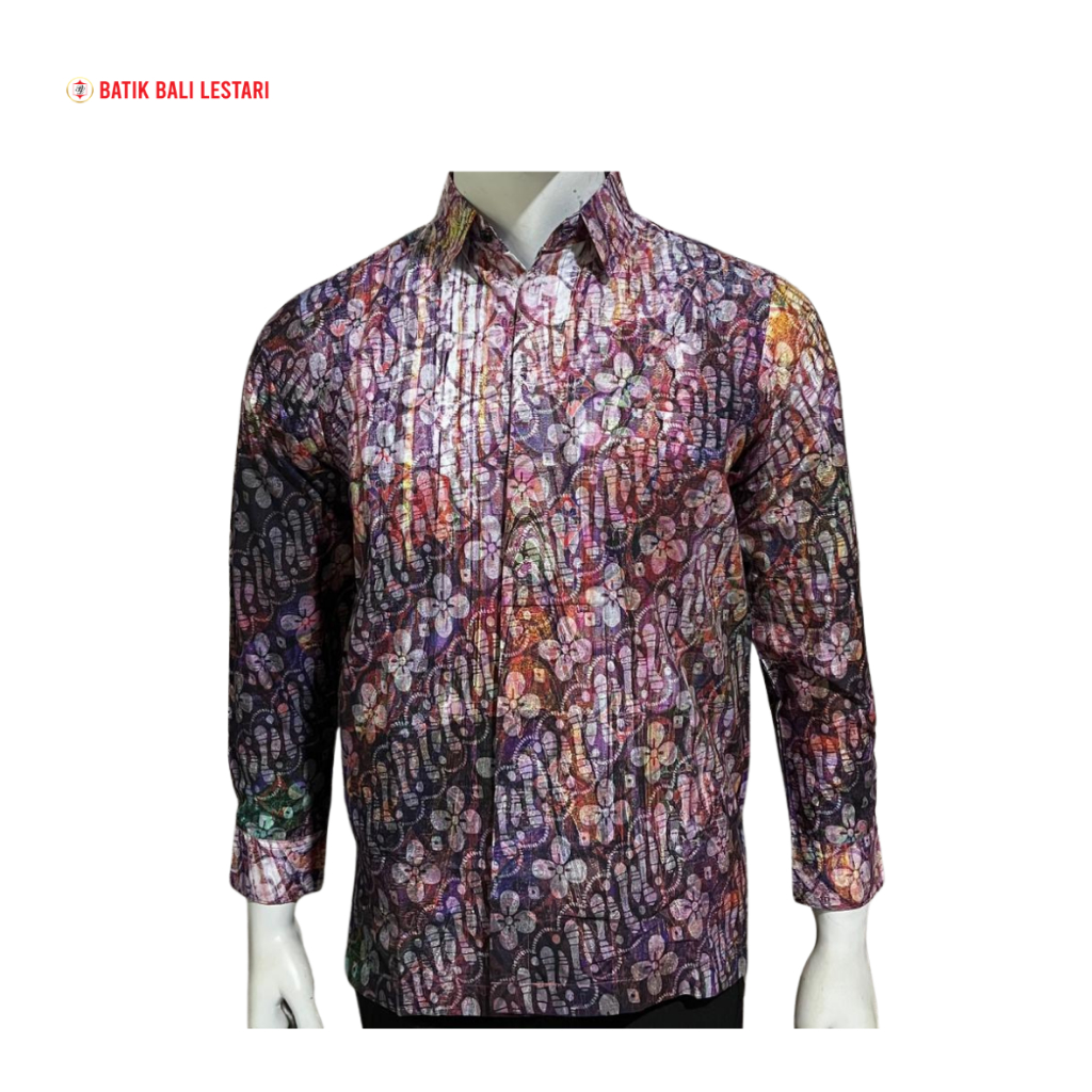 Batik Bali Lestari Kemeja Pria Digital Katun Ungu ( DGL30 )
