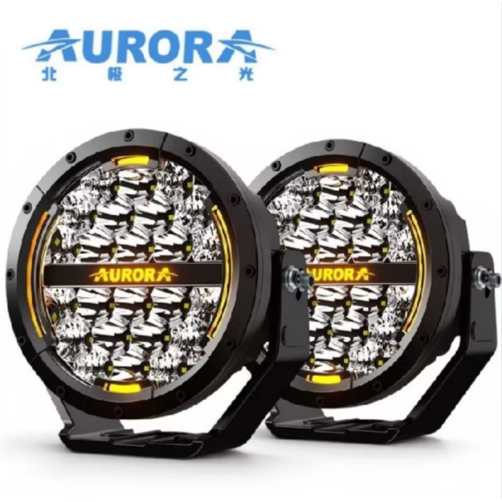AURORA LED ROUND Light 9" Inch 150 Watt White Amber | Lampu Sorot Aurora Mobil Jeep Offroad SUV | La