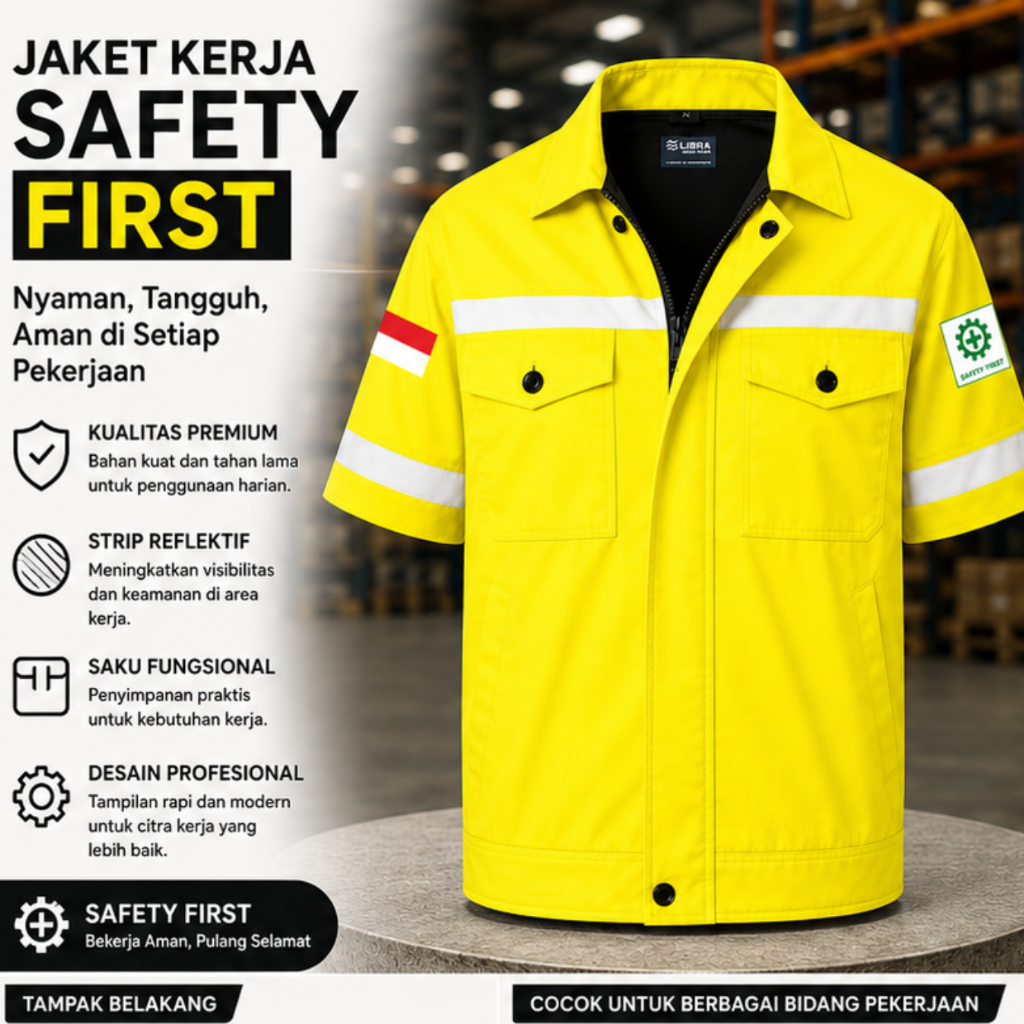 Libra - Baju Kemeja Wearpack Jaket Safety K3 Proyek Kerja Lapangan Outdoor Konstruksi Tambang Lengan