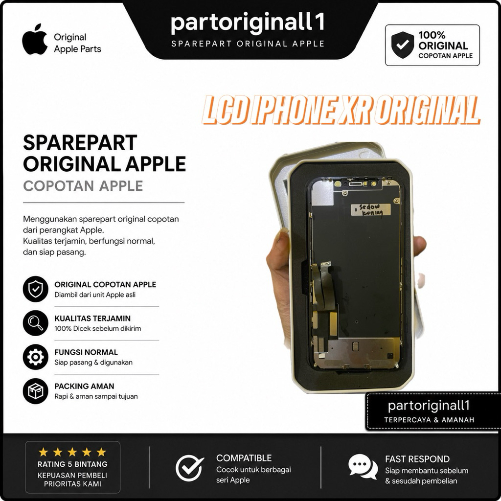 LCD ORIGINAL IPHONE XR ORIGINAL COPOTAN Shadow Kuning