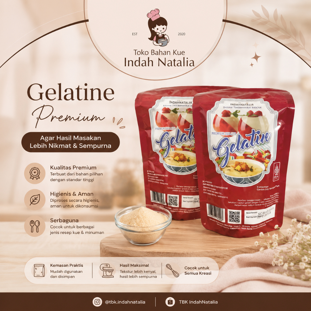 Gelatin Bubuk HALAL Hakiki 100gr / Gelatin Powder