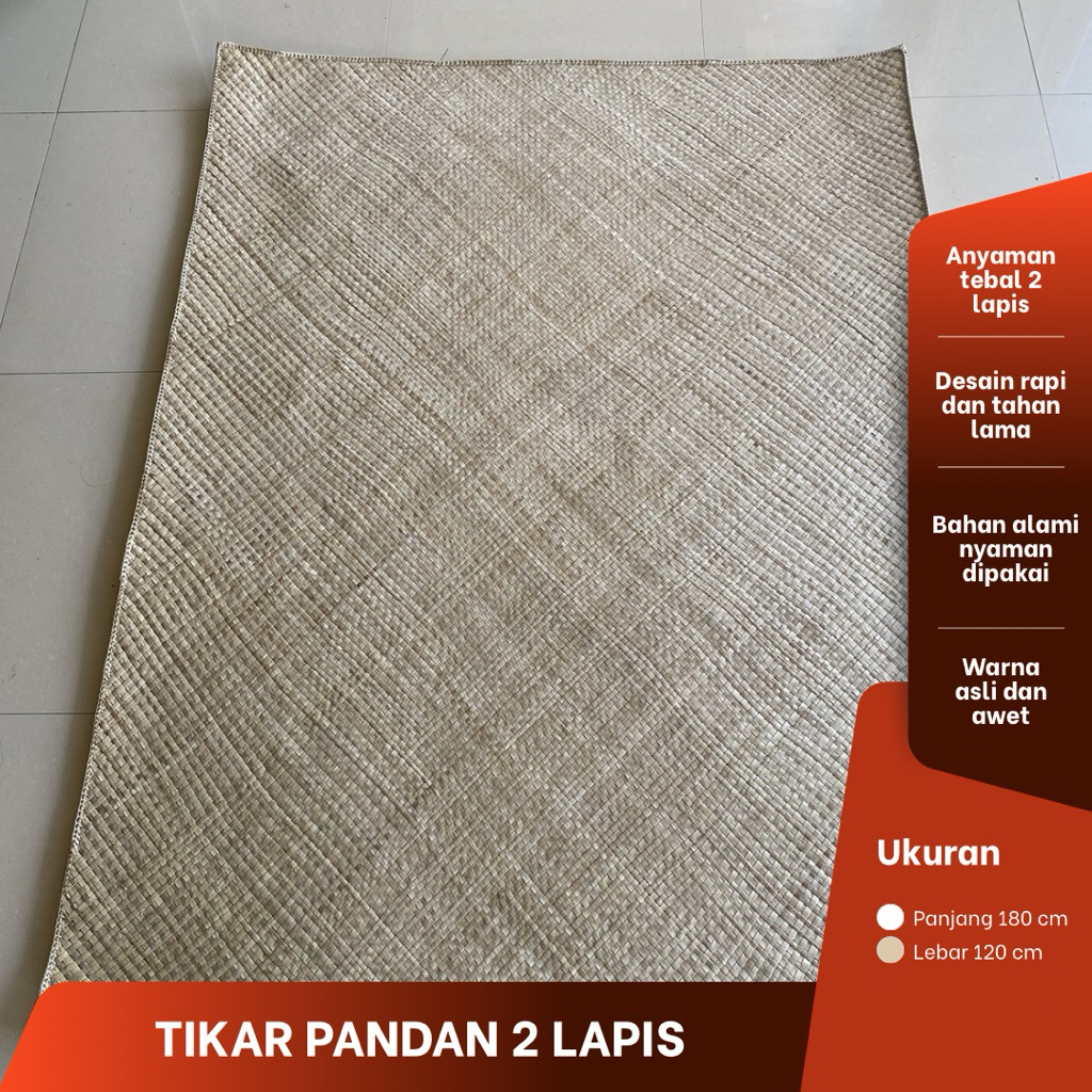 Tikar Pandan Tebal 2 Lapis Ukuran Jumbo 130cm x 190cm
