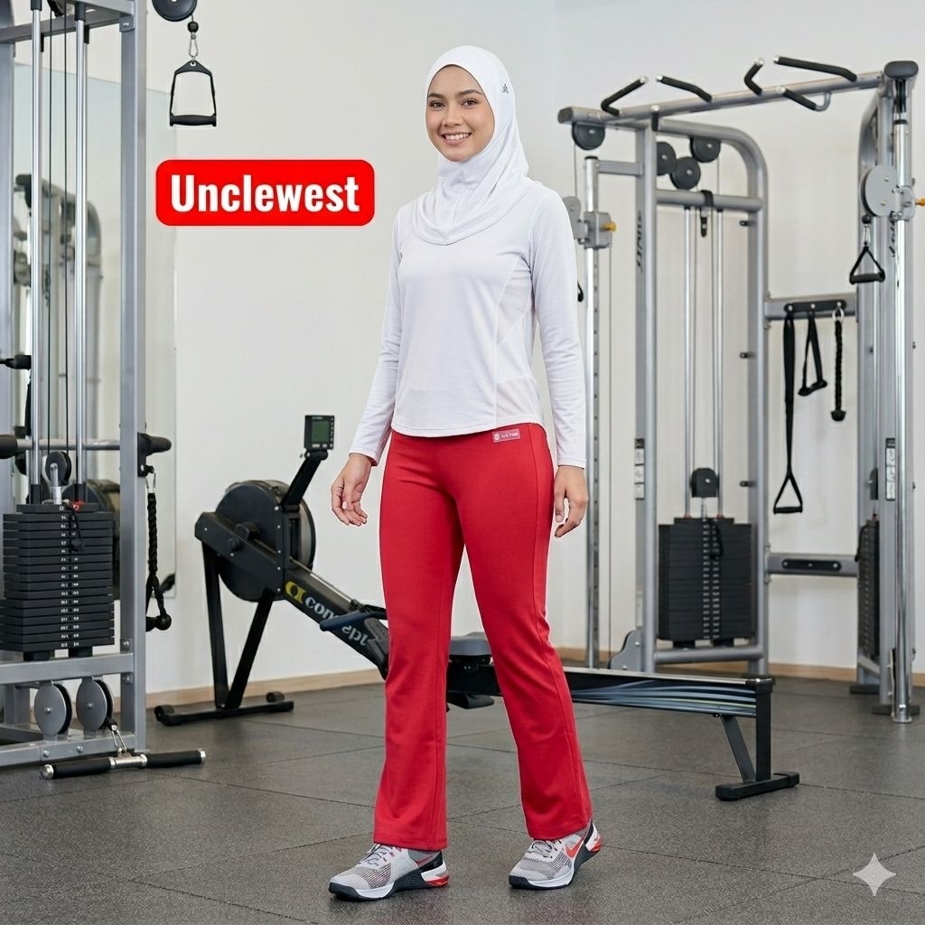 unclewest celana senam dan olahraga wanita bahan spandek katun super model standar/basic