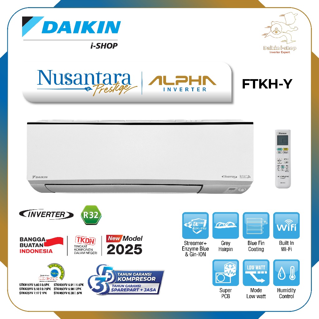 AC Daikin Alpha Inverter 0.5 - 2 PK