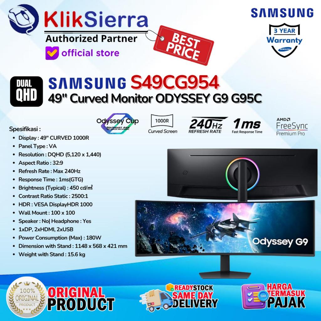 SAMSUNG 49" Odyssey G9 LC49G95TSSE Curved Monitor C49G95TSSE C49G9 ORI - S95C ODYSSEY-G9