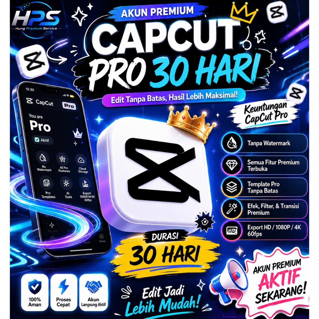 CAPCUT PRO PREMIUM PRIVATE 1 BULAN | Unlimited Template 10000+ Premium | Full Akses Pro Tanpa Waterm