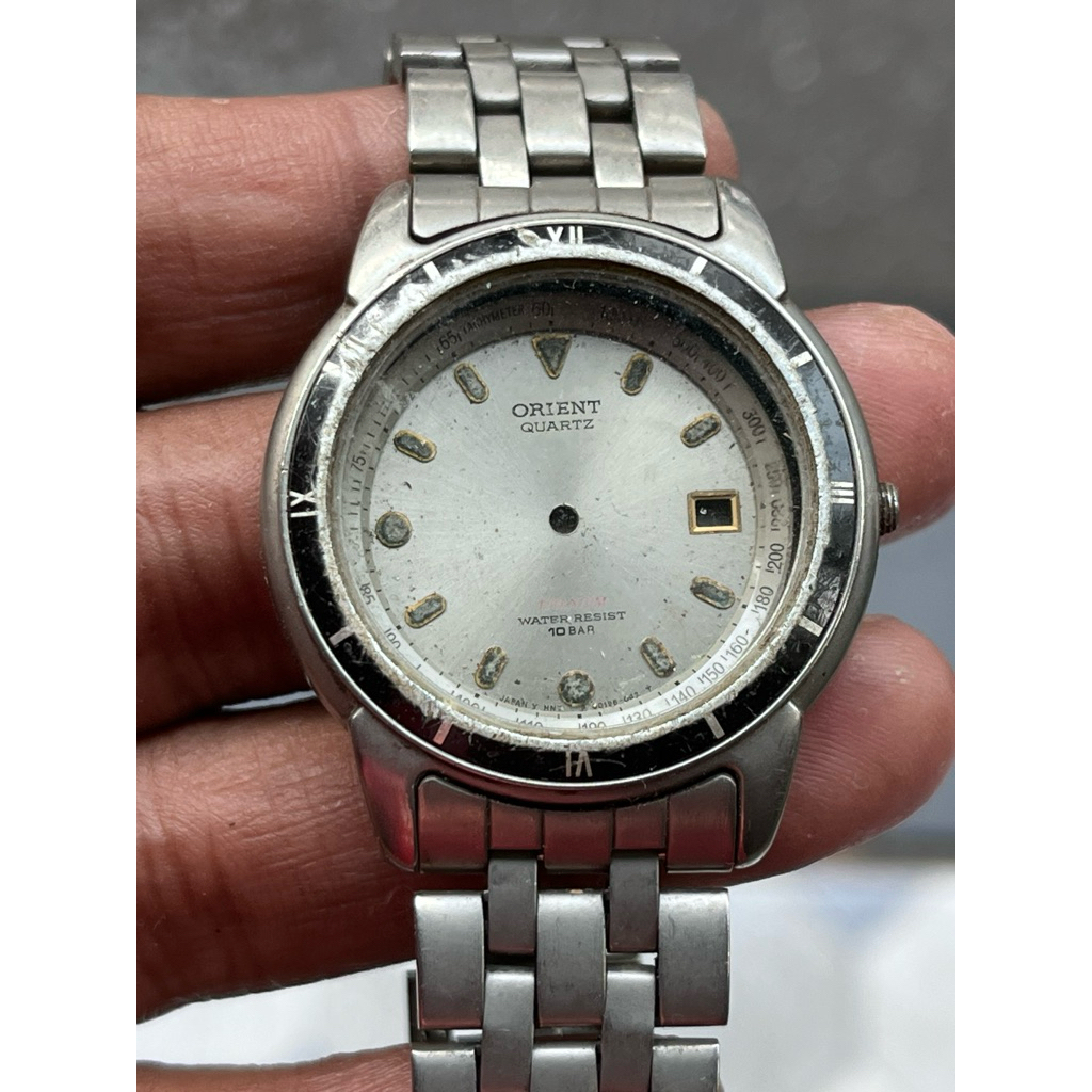 Jam Tangan Vintage Orient Quartz Titanium Original HN7019