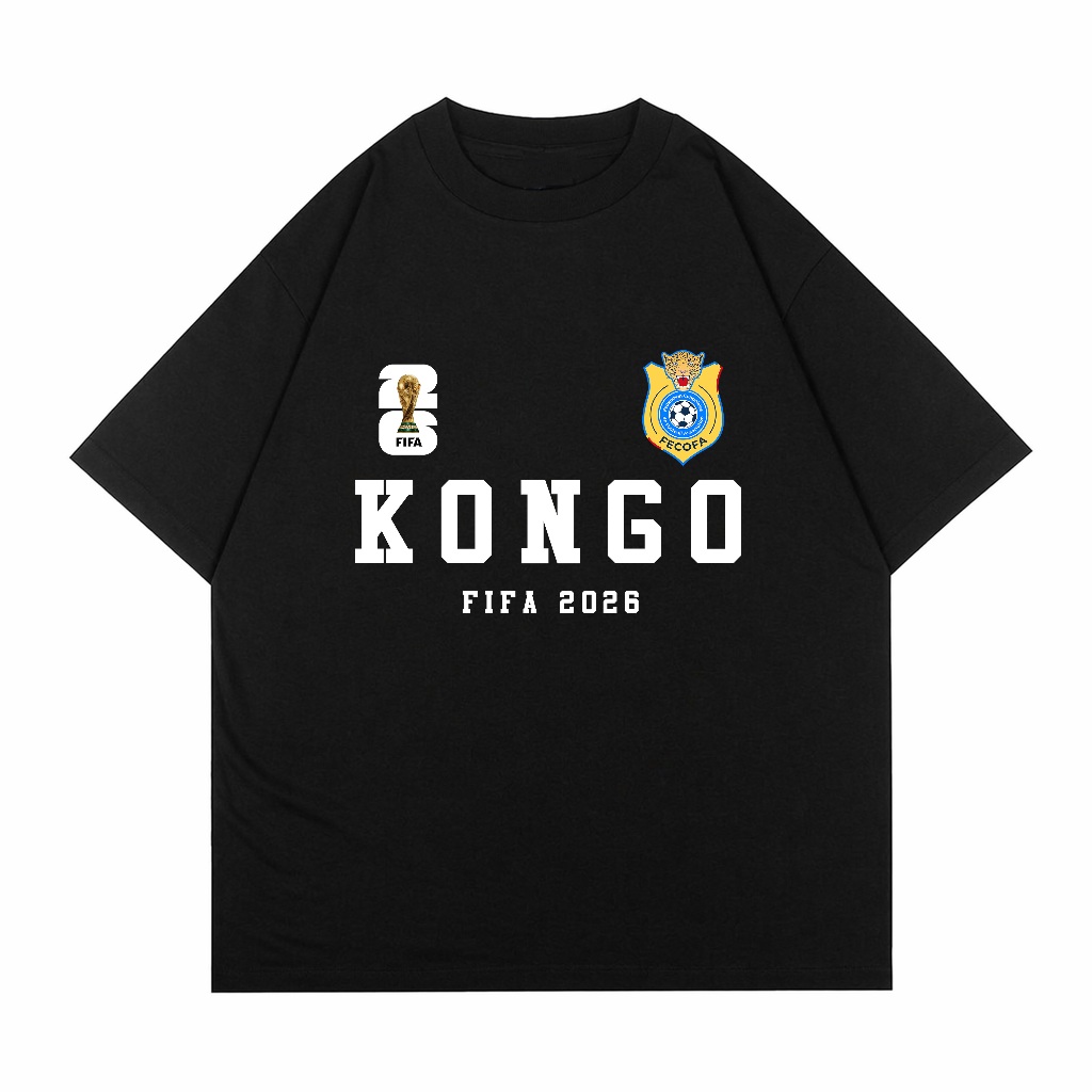 Piala Dunia 2026 KONGO Penggemar Merchandise Kaos Lengan Pendek Santai Kaos Peringatan FIFA Lengan p