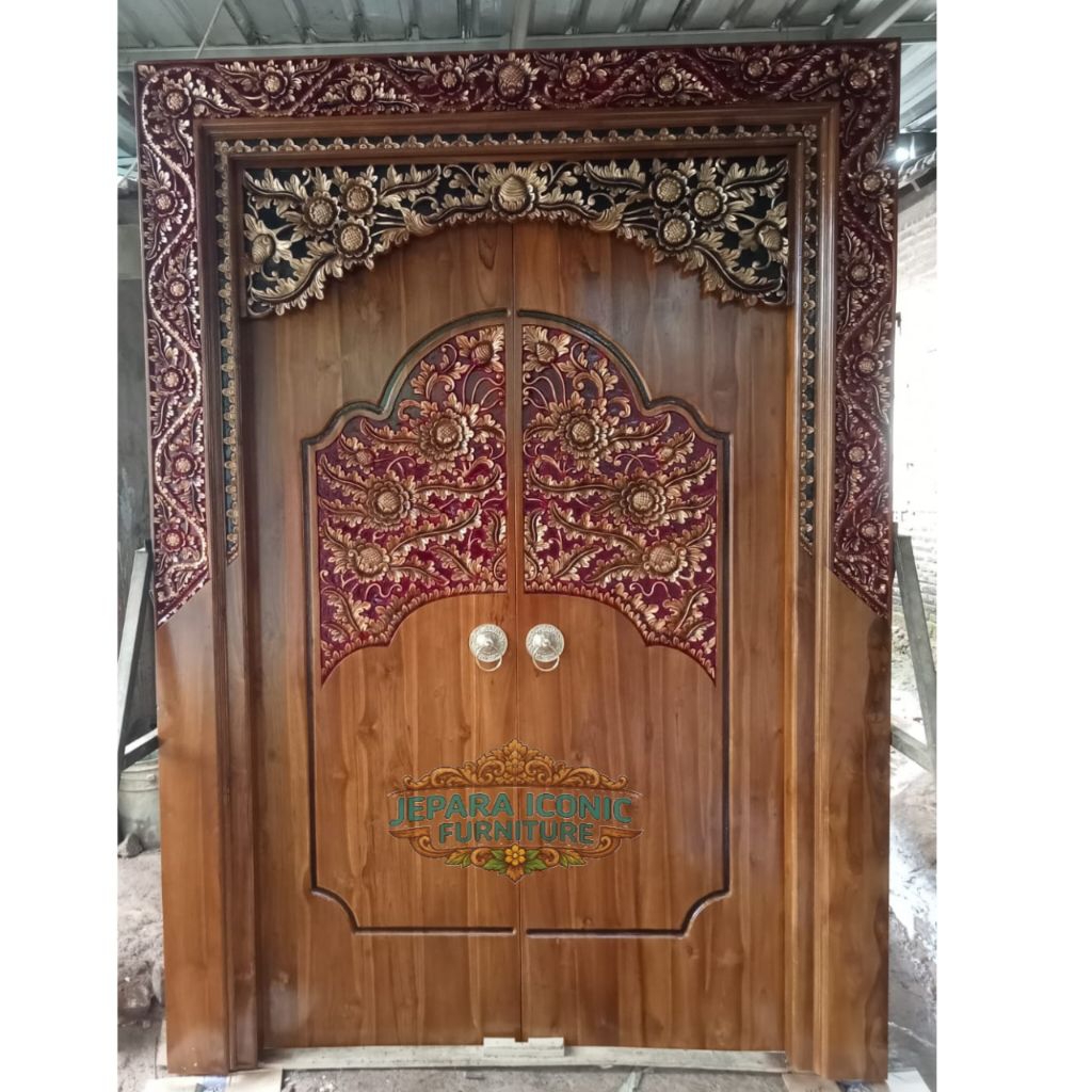 PINTU KUPU TARUNG UKIR KAYU JATI MODEL TERBARU