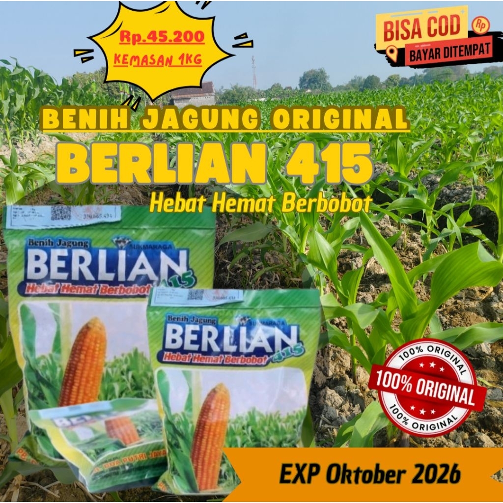 Benih Bibit Jagung Berlian 415 Bersertifikat Original Murah Kemasan 1kg
