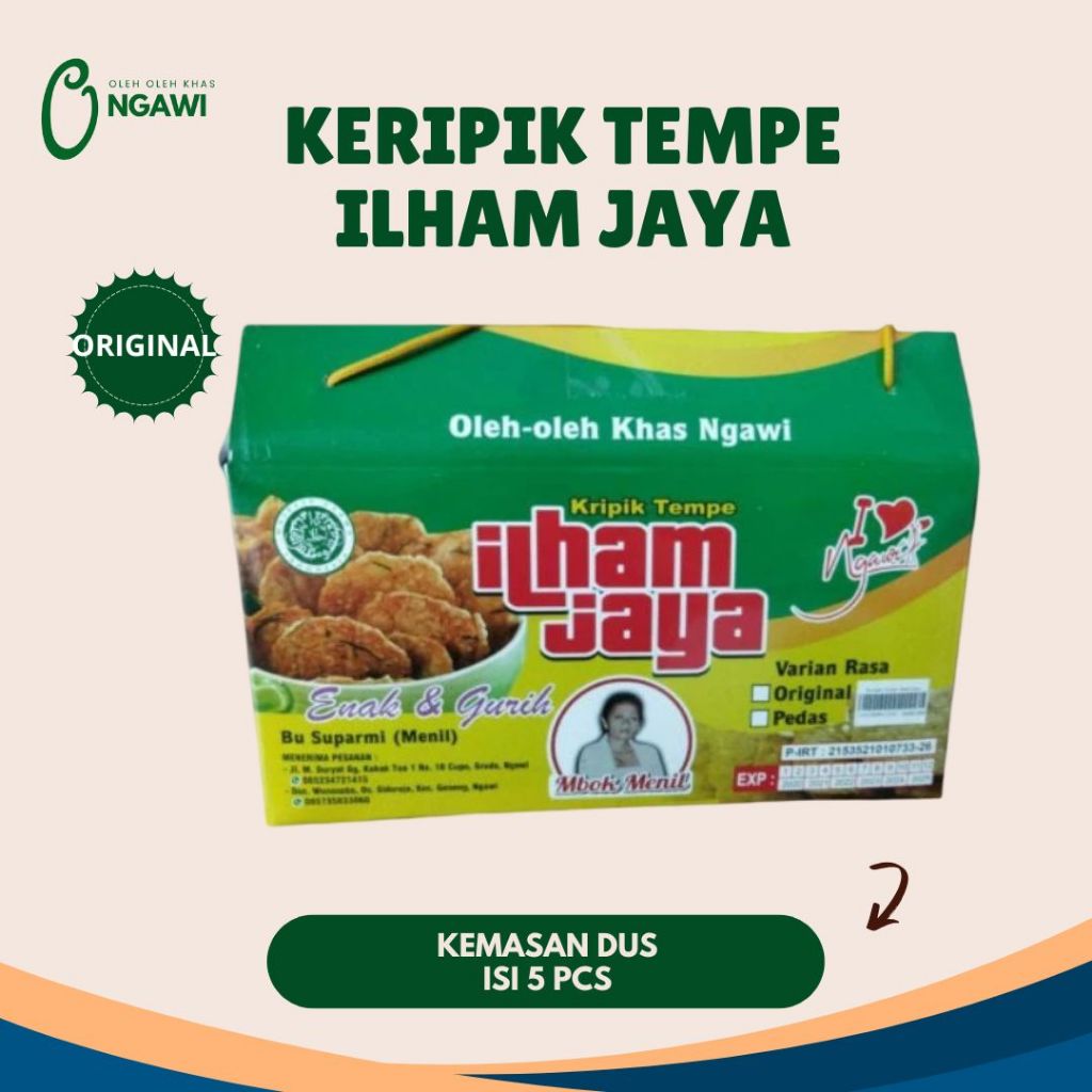 Keripik tempe, keripik tempe ilham jaya ISI 5, ilham jaya BOX SEDANG, Oleh oleh ngawi, jajanan Ngawi