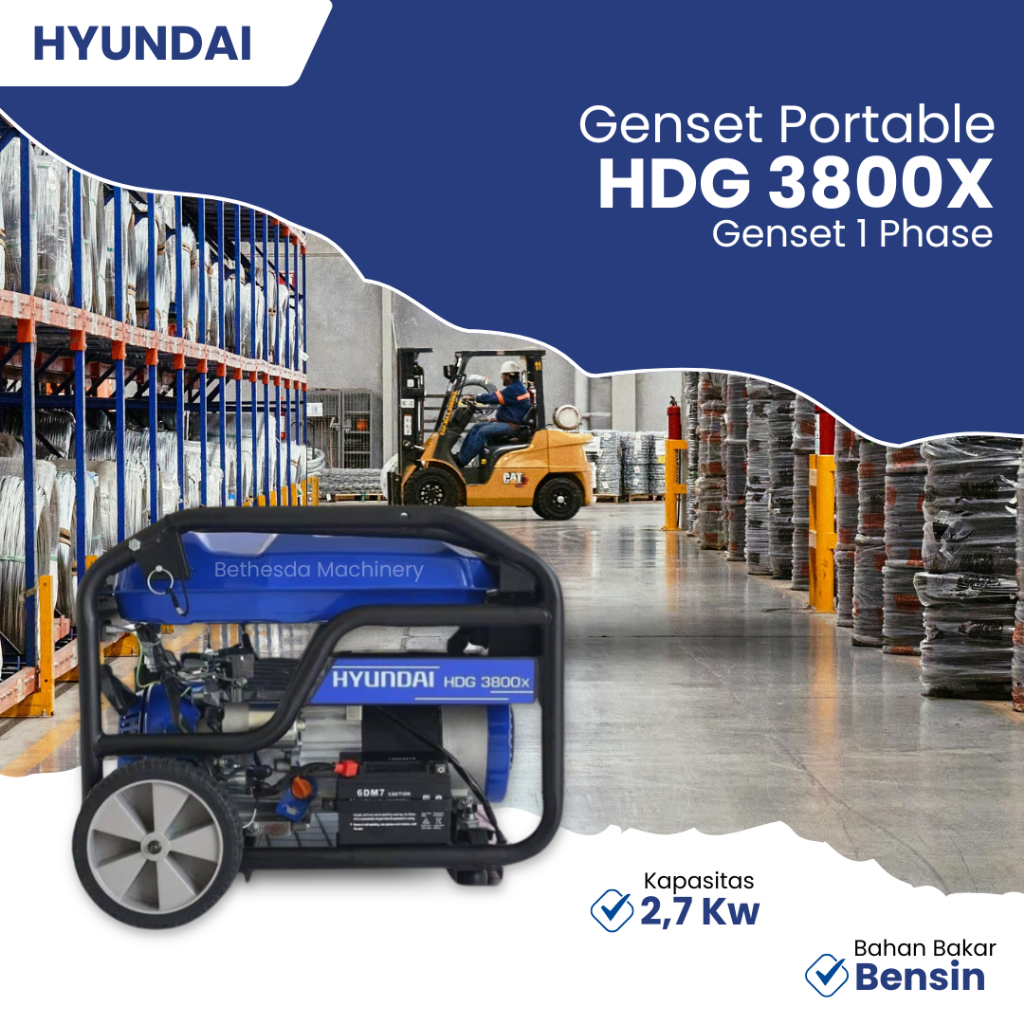Genset Hyundai HDG 3800 X Genset 1 Phase 2700 Watt Bensin