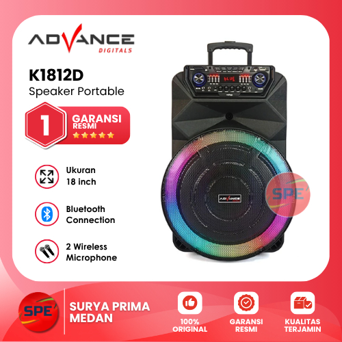 SPEAKER PORTABLE ADVANCE UKURAN 18 INCH K1812D GARANSI RESMI (MEDAN)