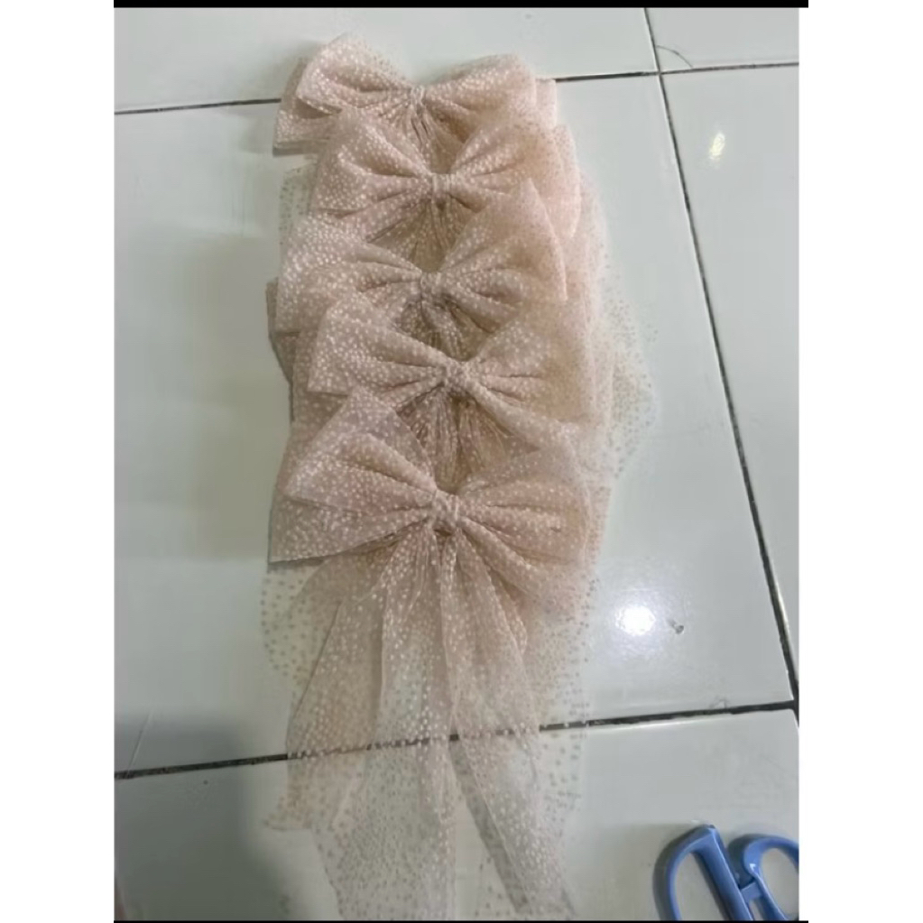 pita rambut  besar kain tile transparan bermotif titik halus gaya kasual