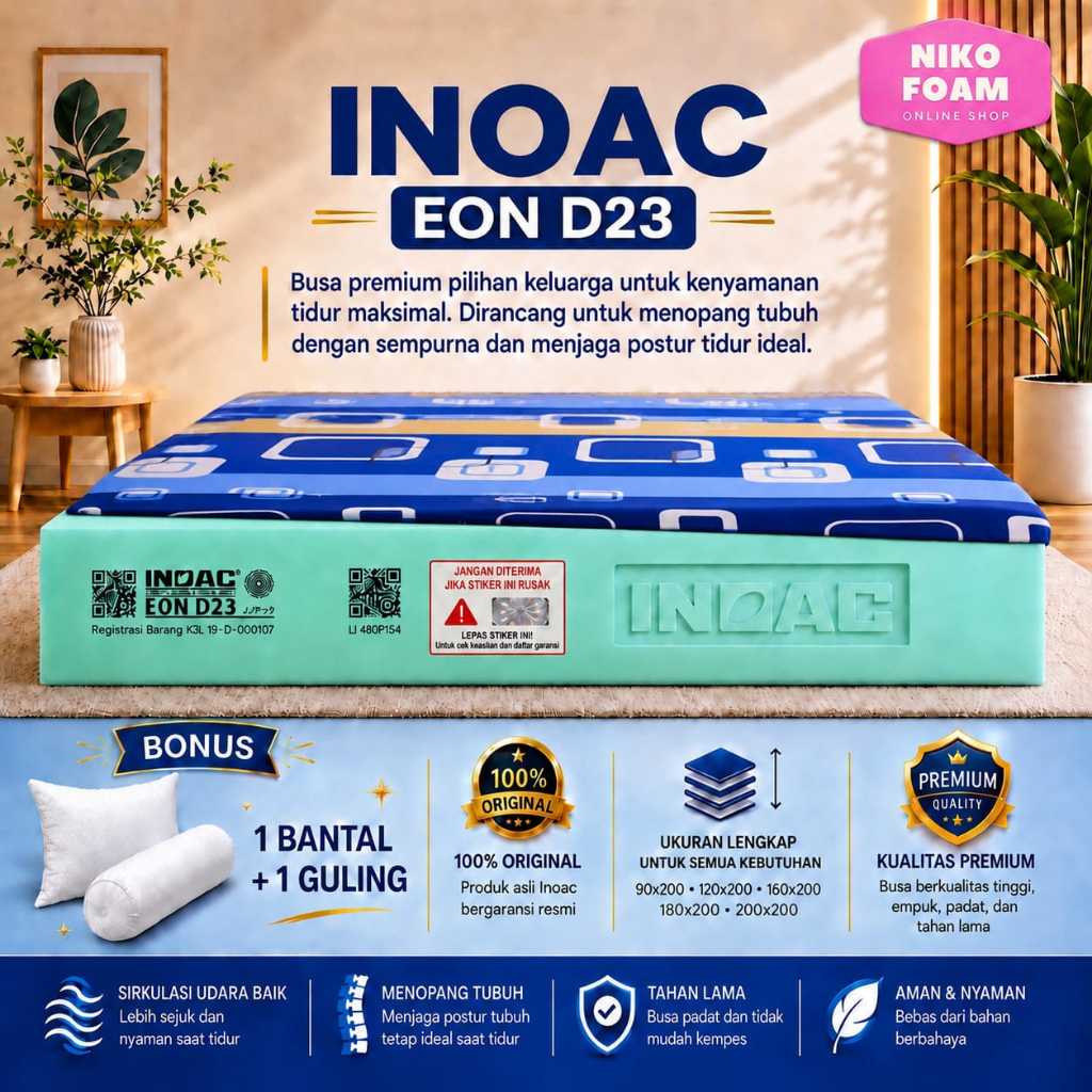 Kasur Busa INOAC No. 2 Original Ukuran 160x200x30 cm Garansi 10 Tahun