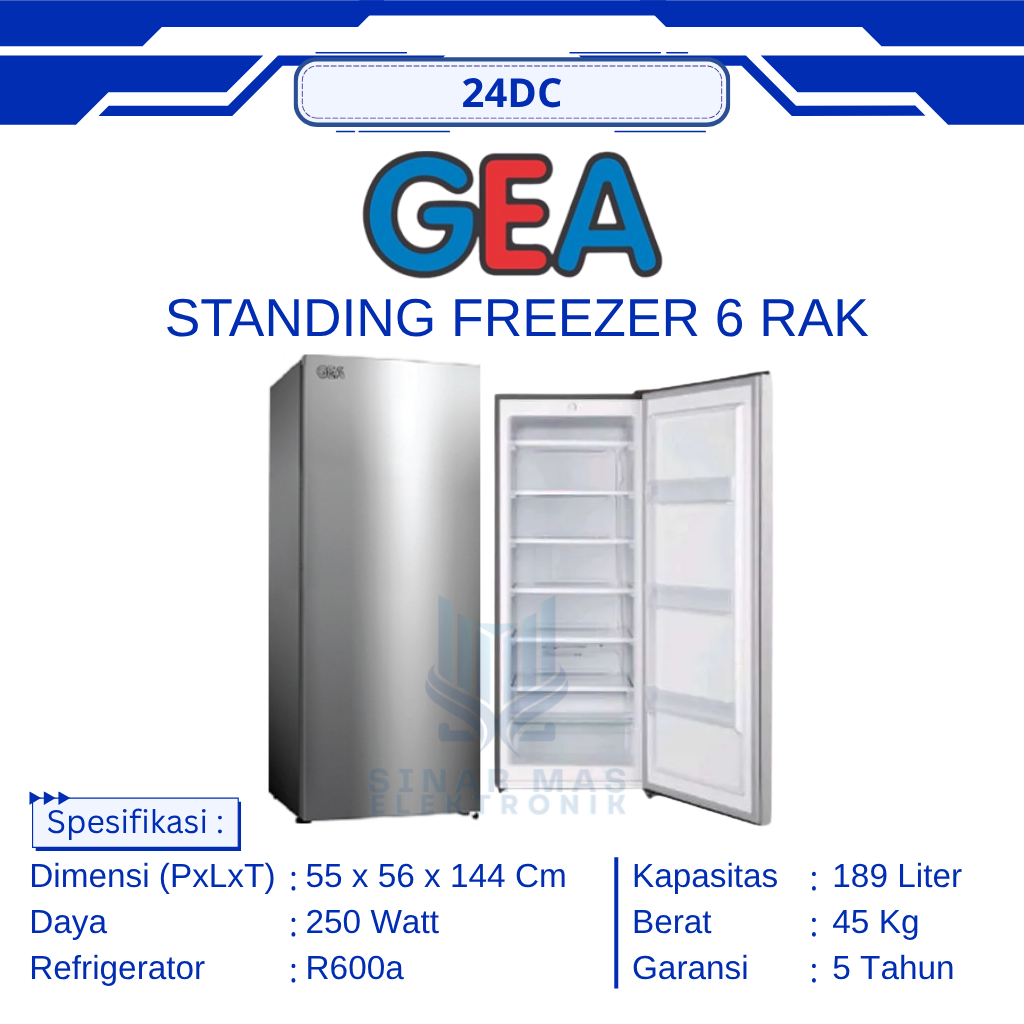 GEA - STANDING FREEZER 6 RAK 189L GF-24DC